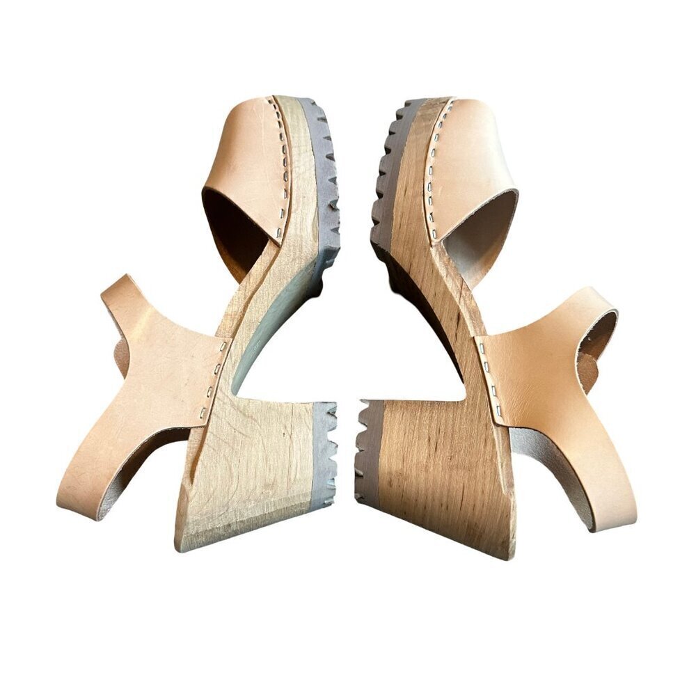 Mia Greta Open-Toe Clogs Mules Sandals Natural Light Beige Size 41 NIB NEW - Picture 9 of 15